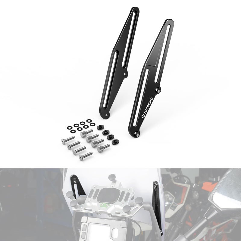 NICECNC Windscreen Adjusters Windshield Bracket Compatible with Yamaha Tenere 700 /XTZ700 2019-2024, Tenere 700 Rally Edition 2020-2024, Tenere 700 World Raid 2022, Tenere 700 Accessories, Black - Image 1